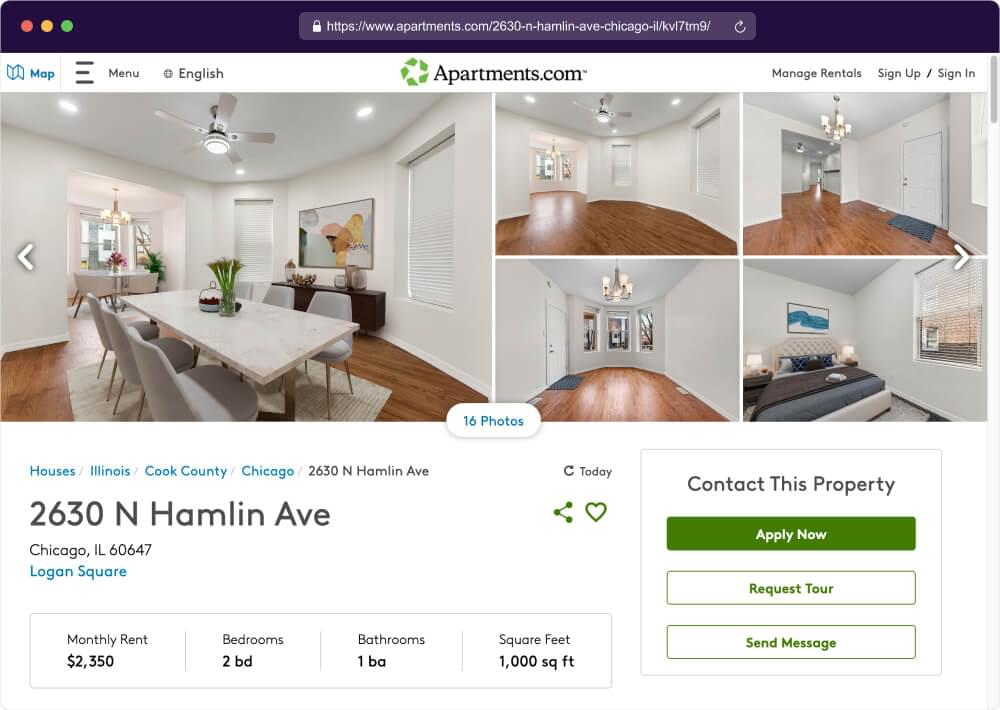 Apartments.com home page