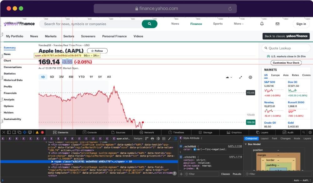 Yahoo Finance Changed Price