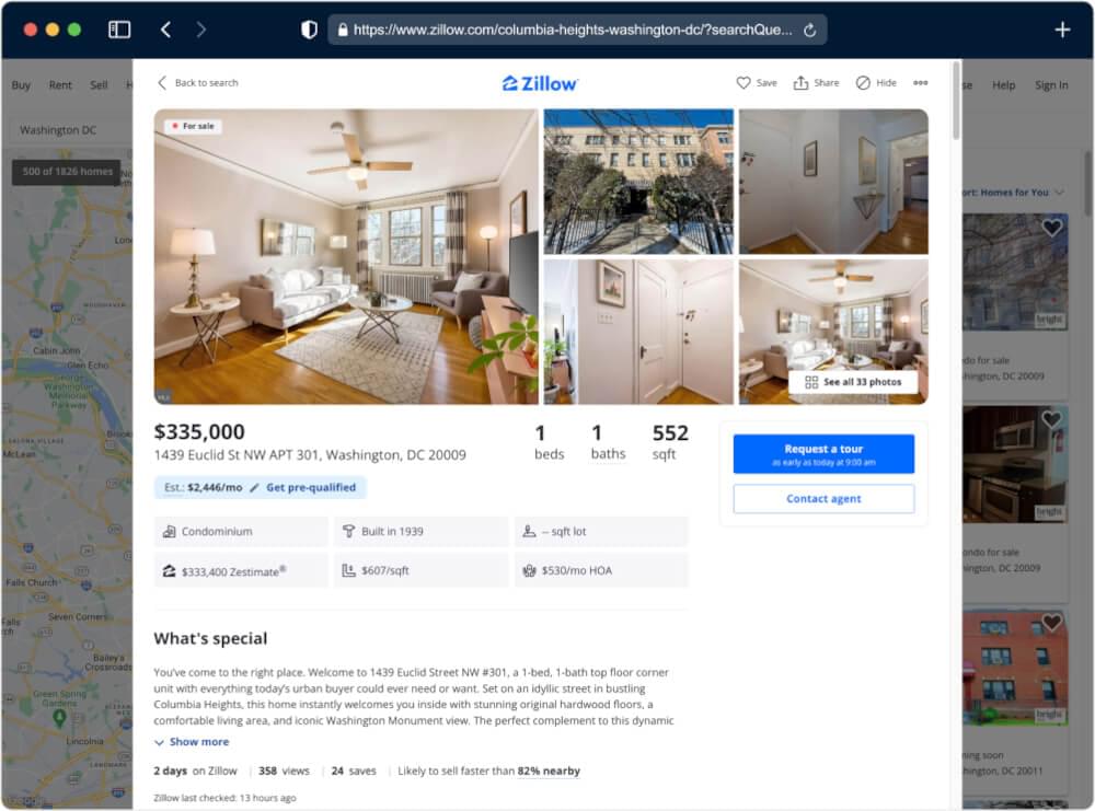 Zillow Product Page